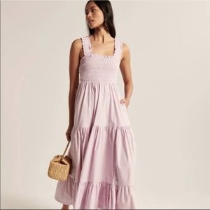 Abercrombie & Fitch Lavender Smocked Tiered Maxi Dress